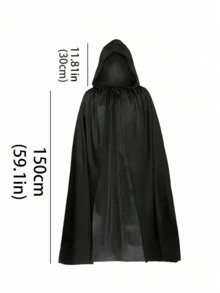 1pc Unisex Adult Black Halloween Hooded Cloak Cape Costume Cape Suitable For Adults,For Women Men Witch, Devil, Vampire, Elf And Reaper Costumes For Various Festivals And Performances, Medieval Style,Perfect For Stage Performances, Cosplay, And Parties - Black - View 13
