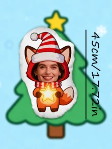 1 Almohada personalizada con cara divertida - Impresión personalizada a doble cara, Almohada con cara personalizada - Zorro de Navidad, Regalo ideal para cumpleaños, Acción de Gracias, Navidad, Adecuado para la respirabilidad única de mamá, Adecuado para ella, él, él, novio, novia, papá, mamá, familia, amigos, aniversario semanal, Día de la Madre, cumpleaños, Día de San Valentín