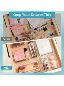 1/7/16/25 مجموعة صناديق تنظيم الرف الشفافة من البلاستيك - صناديق تخزين متعددة الوظائف بأربعة أحجام، مناسبة للمكتب والمكتب وتنظيم الرف، مصنوعة من مادة البولي بروبيلين المتينة، مثالية للاستخدام المنزلي والمكتبي، صناديق تنظيم درج المكتب | صناديق بلاستيكية شفافة | بلاستيك متين، صناديق تنظيم درج المكتب، صناديق تخزين المكتب