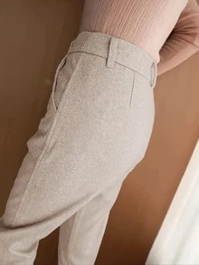 Wool Blend French Design Niche Straight-Leg Suit Pants, High-Waisted, Elegant, Autumn/Winter