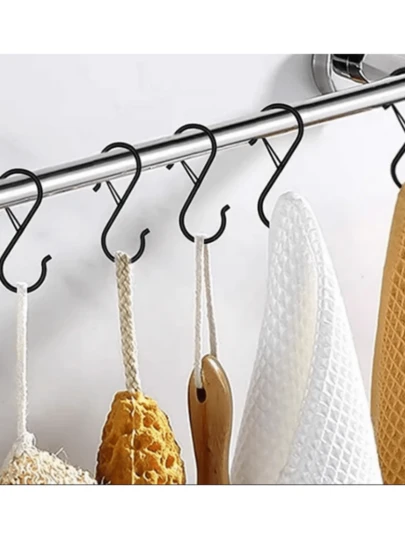 10/20 st krokar, metall säkerhetsspänne design hängande krokar kraftiga kökskrokar grytställ garderobskrokar växtkrokar för att hänga köksredskap, bestick, krukor, kläder, växter, väskor (svart) "Skyddad under transport. Mindre färgflagning kan förekomma men påverkar inte det övergripande utseendet."