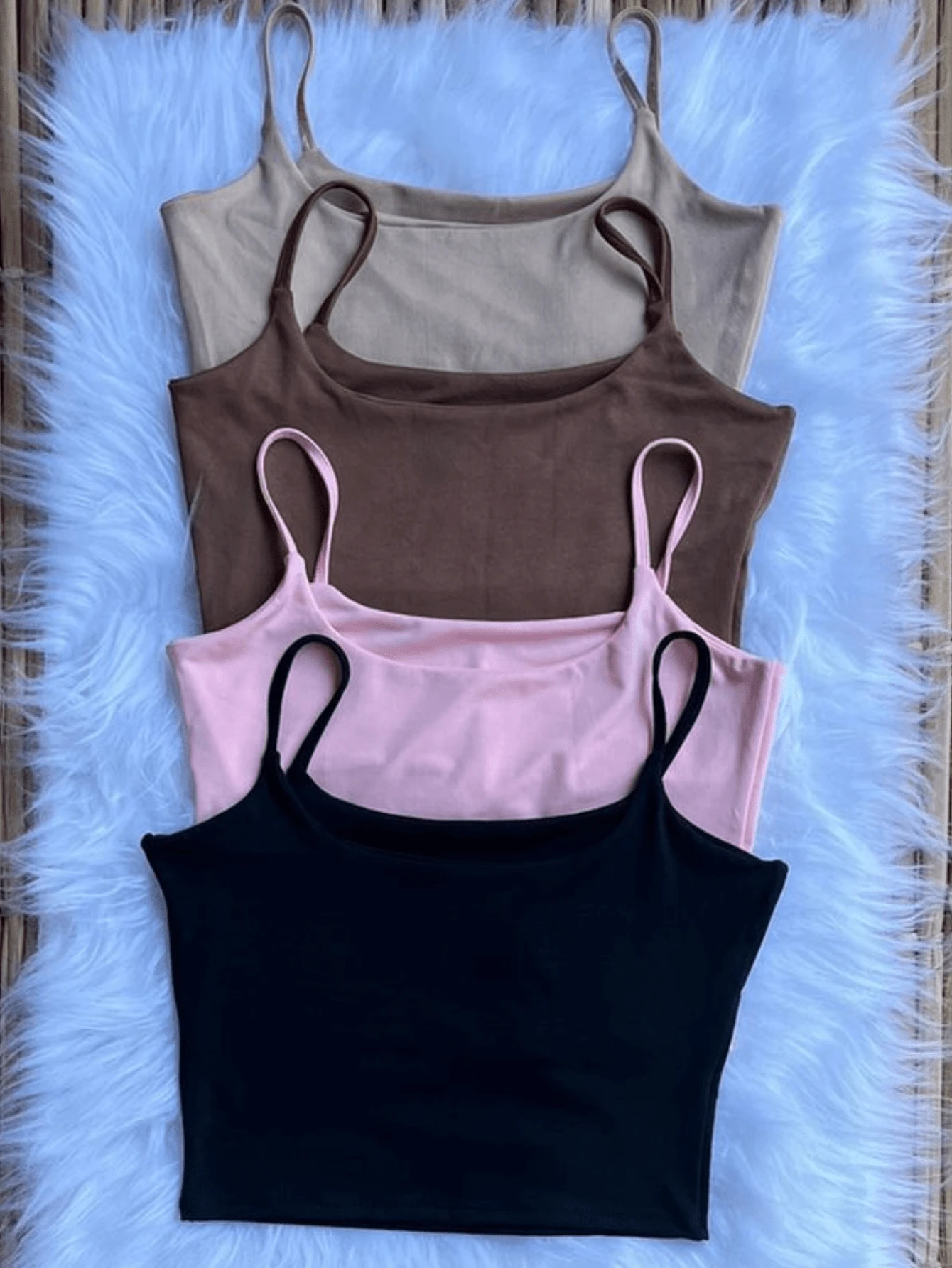 Kit 4 Cropped Alca Fina Suplex Summer Fashion Top Gym Women's Clothing - Màu be\Nâu\Hồng\Đen - Xem 1