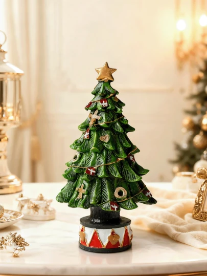 吉祥圣诞树，2025新年圣诞树音乐盒装饰，可播放音乐，是圣诞节、冬季、家居装饰、婚礼、珠宝盒、派对装饰、情人节和生日的理想礼物