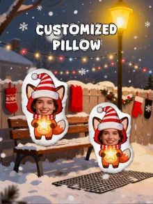 1 Almohada personalizada con cara divertida - Impresión personalizada a doble cara, Almohada con cara personalizada - Zorro de Navidad, Regalo ideal para cumpleaños, Acción de Gracias, Navidad, Adecuado para la respirabilidad única de mamá, Adecuado para ella, él, él, novio, novia, papá, mamá, familia, amigos, aniversario semanal, Día de la Madre, cumpleaños, Día de San Valentín