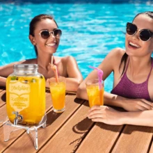 1 pieza Dispensador de bebidas de acrílico transparente con soporte de acrílico, adecuado para cocina, hogar, fiestas y bebidas de catering, artículos de cocina, accesorios de cocina, utensilios de cocina - transparente - Ver 6