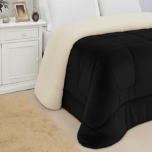 Sherpa Blanket With Blanket, Double Queen Bedroom, Thick Colors, 2.40cm X 2.20cm - màu đen - Xem 2