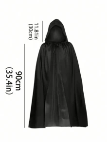 1pc Unisex Adult Black Halloween Hooded Cloak Cape Costume Cape Suitable For Adults,For Women Men Witch, Devil, Vampire, Elf And Reaper Costumes For Various Festivals And Performances, Medieval Style,Perfect For Stage Performances, Cosplay, And Parties - Black - View 15