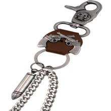 MiDube Long Wallet Chain Biker Punk Key Chains Hip Hop Skull Pant Heavy Waist Chain Suitable For Men's Jean Belt Loop Purse &Amp; Wallet Gothic Rock Cool Metal 236 Inch, Brown Head - 白色 - 查看 3