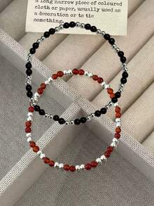 Bracelet en perles d'agate rouge en argent sterling 925, doux et polyvalent, léger et minimaliste. Le rouge rehausse l'élégance. Excellent cadeau pour les amis