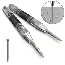 5-Inch Heavy Duty Steel Spring Automatic Center Punch, Adjustable Tension Punch Tool For Metal, Wood, Glass And Plastic, Suitable For DIY Hobbyists