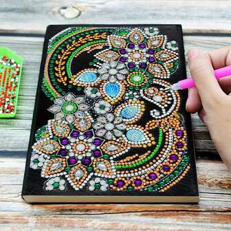 1pc Diamond Art DIY Dotting Notebook, Mandala Pattern, School Supplies, Back To School Notebook, Notebook, Books, School Notebook, Notebook, Craft Diary Set For Office And Home Use