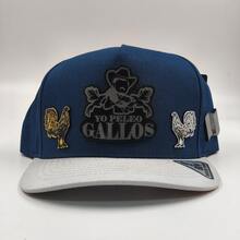 Gorra Premium Yo Peleo Gallos Placa Mixta - AZUL/GRIS - Ver 2
