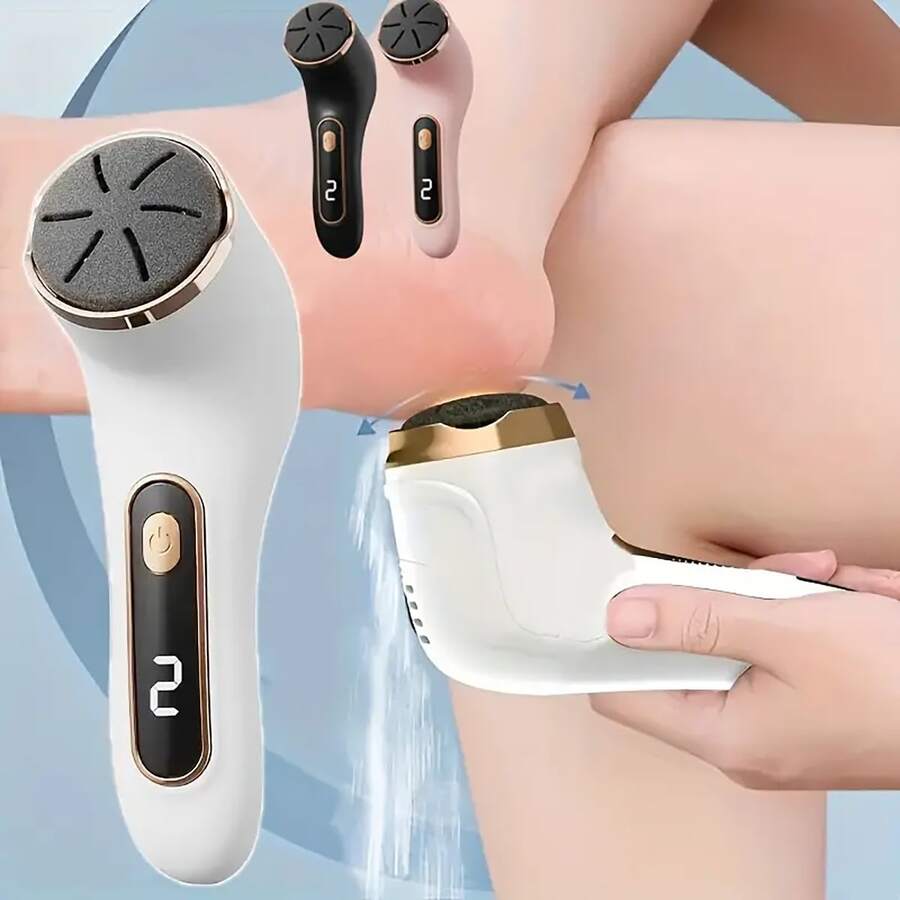 1pc Rechargeable Electric Foot Callus Remover With Exfoliating Dust Collector And Storage Function, Professional Waterproof Foot Care Tool Set With LCD Display, 2 Speeds, 3 Grinding Heads, For Removing Heel Cracks And Calluses, Holiday Gift