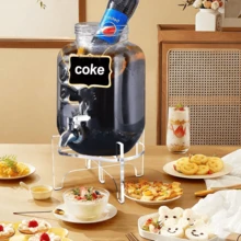 1 pieza Dispensador de bebidas de acrílico transparente con soporte de acrílico, adecuado para cocina, hogar, fiestas y bebidas de catering, artículos de cocina, accesorios de cocina, utensilios de cocina - transparente - Ver 7