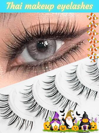 Asiteo 5 Pairs Manga Lashes – Super Natural Wispy, Cross Fairy Soft Short 3D Full Strip Eyelashes, Thick & Natural Look, Japanese Makeup, Wispy Eyelash Extensions For Asian & Korean Cosplay, Anime-Inspired False Lashes, Comfortable & Lightweight, Perfect For Daily Wear, Parties, Cosplay, Makeup Tool For A Dramatic Eye Look