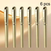 WUQIANNIAN 3/6/12 piezas Bolígrafo de oro de caligrafía de secado rápido con tinta a base de agua, bolígrafo de punta 0.7mm de núcleo negro, avanzado para firma empresarial, ideal para la temporada de regreso a clases y oficina