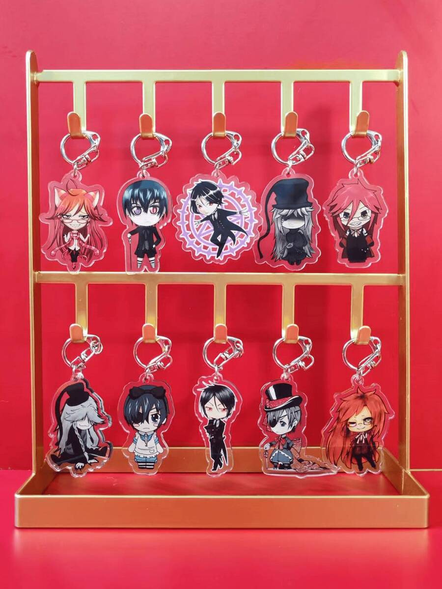 1 chiếc móc khóa acrylic hình quản gia anime màu đen "Kuro Shitsuji" thuộc series Ciel, , Grell, Under Taker, dễ thương, dùng làm móc khóa túi xách, phụ kiện vali, mặt dây chuyền điện thoại, đồ trang trí xe hơi.