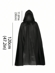 1pc Unisex Adult Black Halloween Hooded Cloak Cape Costume Cape Suitable For Adults,For Women Men Witch, Devil, Vampire, Elf And Reaper Costumes For Various Festivals And Performances, Medieval Style,Perfect For Stage Performances, Cosplay, And Parties - Black - View 11
