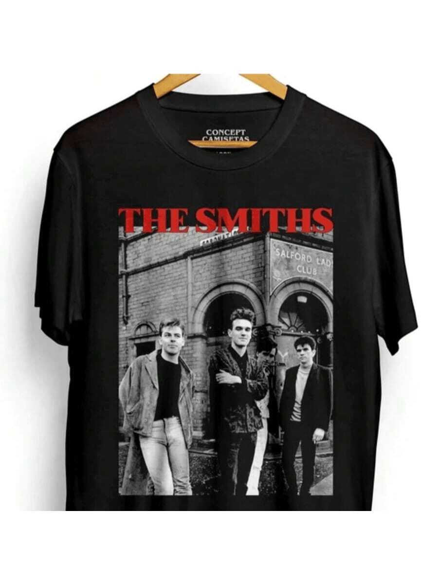 Camiseta Unissex Banda Rock Smiths 100% Algodão Premium Camisa Oversized Streetwear T-shirt Casual Internacional Camisas Masculina Banda de Rock - Preto - Visão 1