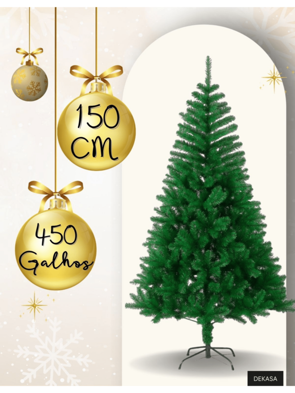 Árvore De Natal 1,50 Metros 450 Galhos Pé De Ferro Decoração Natalina Pinheiro Verde