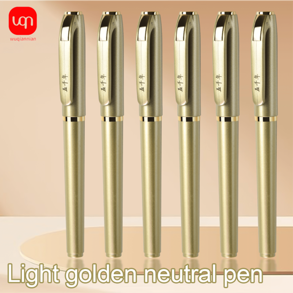 WUQIANNIAN 3/6/12pcs Gold Hard Pen Calligraphy Pen Quick Dry Water-Based Pen Ballpoint Pen 0.7mm Black Core Advanced Business Signature Pen Extra Long Writing Suitable For Office Back-To-School Season