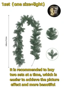 1 套圣诞仿真花环，人造松针藤蔓花环，适用于壁炉架、楼梯、桌子、家庭餐桌中心装饰、圣诞派对装饰