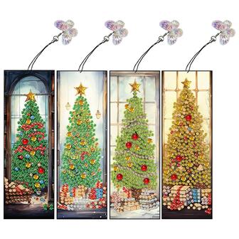 4pcs PET Diamond Decorated Bookmarks, Exquisite And Elegant Design, Suitable For Daily Use Or Collection. Whether For Personal Use Or As A Gift For Family And Friends, It Is A Unique And Practical Gift Choice, Adding Mystery And Joy To Reading Time. Birthday Gift, Handmade Gift For Book Lovers At Christmas