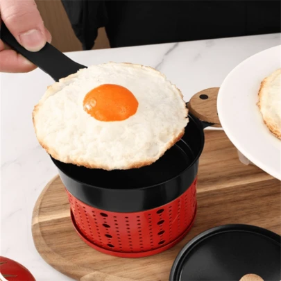 Bộ 1 nồi nấu phô mai bằng thép không gỉ, máy pha cà phê mới, khay nướng chống dính, bộ dụng cụ ngoài trời di động - Không kèm giá đỡ nến (Màu vàng, đỏ, đen)