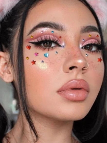 2Pcs Colorful Rhinestones DIY, Rainbow Eye Stickers For Art, Music Festival Stage Performance, Face Jewelry Makeup Accessories With Multiple Styles - Multicolor - View 3