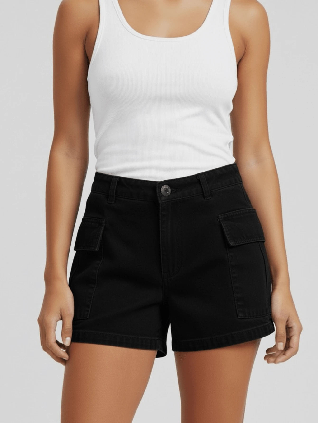 Women's Cargo Jean Shorts - 黑色 - 查看 1