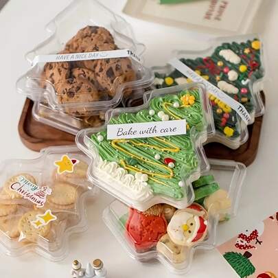 Scatola regalo a forma di albero di Natale con 20 contenitori inferiori + 10 coperchi superiori - Contenitore riutilizzabile con coperchio a ribaltamento, adatto per decorare dessert, torte, caramelle, biscotti natalizi, design a tema natalizio, contenitore per alimenti natalizi, vassoio da dessert resistente, per organizzatori di feste, appassionati di dolci