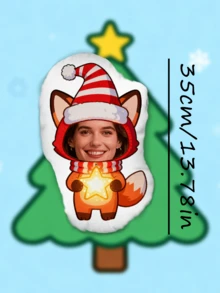 1 Almohada personalizada con cara divertida - Impresión personalizada a doble cara, Almohada con cara personalizada - Zorro de Navidad, Regalo ideal para cumpleaños, Acción de Gracias, Navidad, Adecuado para la respirabilidad única de mamá, Adecuado para ella, él, él, novio, novia, papá, mamá, familia, amigos, aniversario semanal, Día de la Madre, cumpleaños, Día de San Valentín