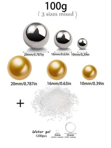100g Relleno de perlas flotantes artificiales, para decoración de jarrones, decoración de velas flotantes, decoración del centro del hogar, adecuado para bodas DIY, cumpleaños, fiestas temáticas, decoración de Halloween y decoración central navideña, 10mm, 16mm, 20mm (incluye perlas de agua)
