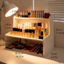 1-Pc 2-Tier Desktop Storage Rack Stationery Desk Accessories Organizer Cosmetic Storage Rack Space-Saving Storage Solution For Cosmetics, Stationery Accessories, And Bathroom Items Ideal For Home Desks, Vanity Tables, School Desks, And Office Workstations - trắng - Xem 14