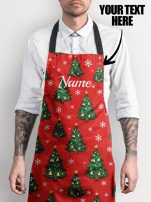 [ Customization ] 1 Customized Digital Item Name. Text. Logo. Printed Pattern Apron, Kitchen Workwear, Catering Apron, Polyester Kitchen Apron, Solid Color Woven Cooking Apron, With Pockets, Used For Kitchen Tools And Pens, Valentine's Day Gift