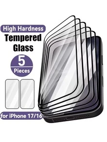 5-Piece Full Coverage Tempered Glass Screen Protector Compatible With Iphone 17 Pro Max, 9D Full Coverage Film, HD Full Glue 2.5D 9H Affordable Mobile Phone Screen Protector With Tempered Glass, Anti-Drop, Anti-Scratch, Delicate Touch, No Fingerprint