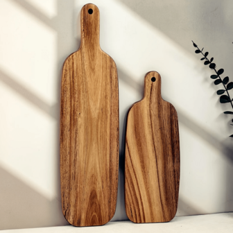 1pc Acacia Wood Creative Handled Cutting Boards, Serving Boards, Cheese Boards, Fruit Boards, Steak Boards And Storage Boards