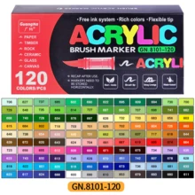 GuangNa Bút dạ Acrylic 240 màu với hệ thống kiểm soát mực chảy tự do và đầu cọ mềm dẻo. Thích hợp để tô màu, vẽ thủy tinh, dệt may, trứng, đá, đồ thủ công mỹ nghệ. - Nhiều màu - Xem 17
