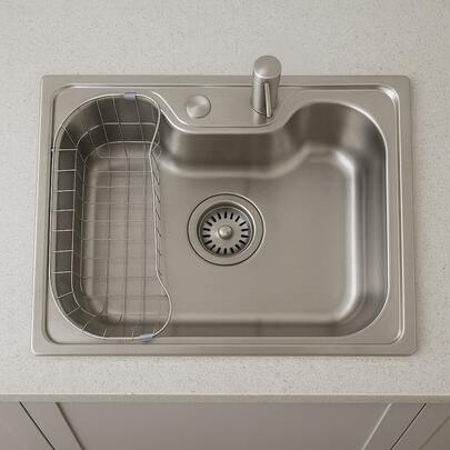 Pia Louça Cozinha Inox Para Pia Quadrada 50x40 Embutir Aço Inox 201 Com Acessórios