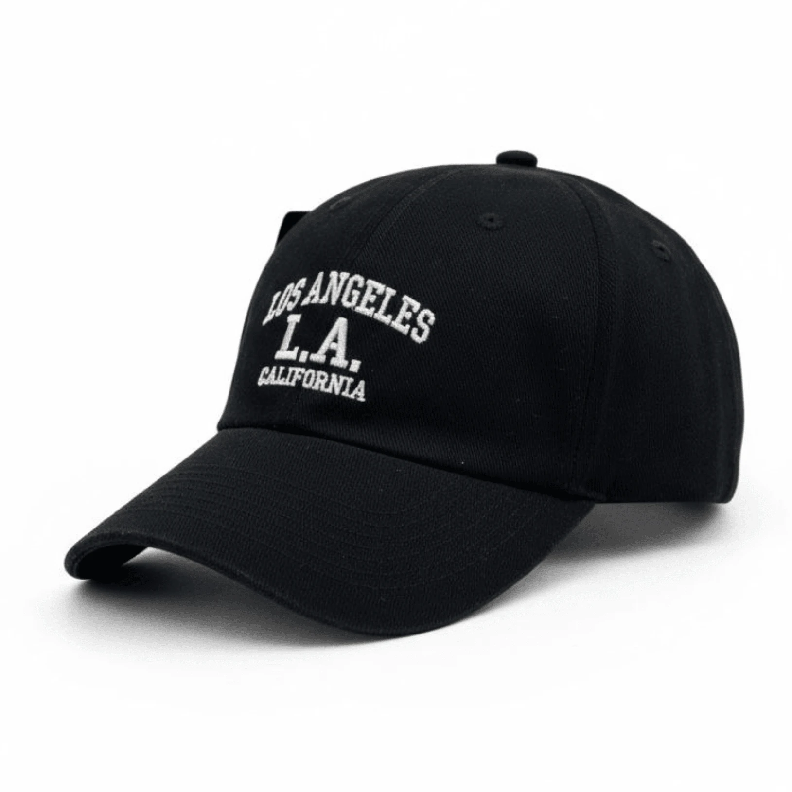 Los Angeles Retro Baseball Cap, Curved Brim, Men's And Women's, Adjustable Fit - Đen với Trắng - Xem 1