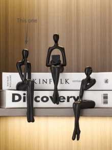 3件套黑色思想者雕像家居装饰，现代抽象艺术雕塑装饰配件，适用于咖啡桌、电视柜、书桌、书架（黑色） - 彩色 - 查看 12