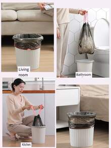 100个/200个厨房垃圾袋，适用于办公室、客厅、厨房和浴室垃圾桶 - 加厚、柔韧、无异味且用途广泛：平顶垃圾袋适用于室内厨房、客厅、卧室、浴室、餐厅和办公室，以及汽车和室外区域。 - 黑色 - 查看 4