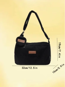 1pc, Versatile Fashion, Niche Design, Shoulder Messenger Bag, Solid Corduroy Fabric Labeling With Hanging Small Bag Decoration, Adjustable Shoulder Strap, Multi-Color Optional Square Bag, Suitable For Ladies' Daily Commuting And Shopping Occasions.