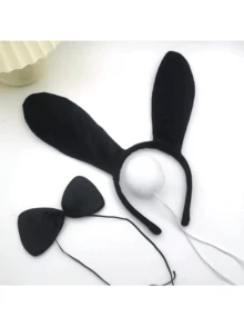 Easter Party Halloween Rabbit Ear Headwear With Puffy Skirt Bowknot Lady Rabbit Tail Set (Black), Suitable For Role-Playing Easter Party Outfit Accessories - Multicolor - View 13