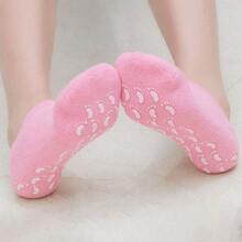 1 par de calcetines de gel hidratantes para mujeres - Protectores suavizantes para talones agrietados, beige claro, cuidado de pies de spa - Sin fragancia, regalo ideal para la familia, calcetines hidratantes para los pies, accesorio de cuidado de la piel, ajuste cómodo, material suavizante de la piel, rutina de autocuidado, tela transpirable, autocuidado - Multicolor - Ver 6