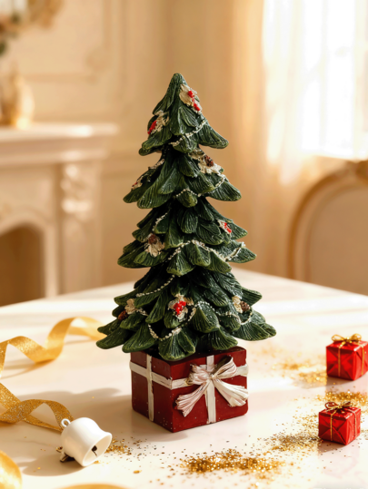 Enfeites de árvore de Natal, estatueta decorativa de resina, decoração de mesa festiva, cena festiva, decoração de casa, peça de exibição sazonal, presente colecionável feito à mão