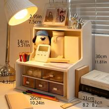 1-Pc 2-Tier Desktop Storage Rack Stationery Desk Accessories Organizer Cosmetic Storage Rack Space-Saving Storage Solution For Cosmetics, Stationery Accessories, And Bathroom Items Ideal For Home Desks, Vanity Tables, School Desks, And Office Workstations - trắng - Xem 2