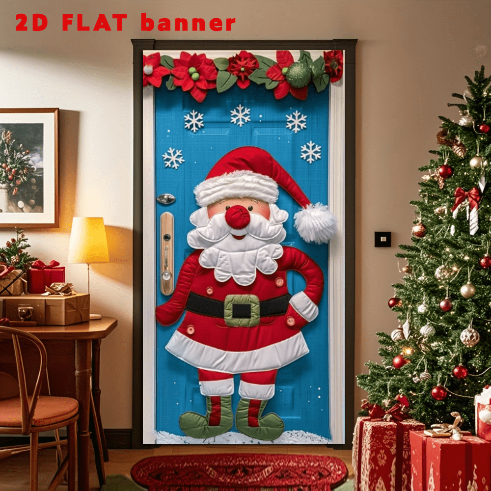 1 pièce Bannière de porte en fibre de polyester multifonctionnelle du Père Noël - Décoration suspendue pour les fêtes de Noël, universelle, décorations saisonnières pour le porche, sans électricité requise, toile de fond pour photomaton de Noël joyeux - Décoration multifonctionnelle d'intérieur et d'extérieur pour fête et événement - Fibre de polyester, sans électricité requise, très adapté pour la décoration de Noël