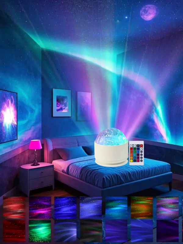1 Stück Nachtlicht mit Fernbedienung - Fantasy Nordlichter Decken- und Raumbeleuchtung, mehrere Farben und Modi, geeignet für Zuhause, Schlafzimmer und Partys, Stimmungslicht fürs Schlafzimmer | Fantasy Nordlicht Effekt | Fernbedienungslicht, Schlafzimmer Nachtlicht