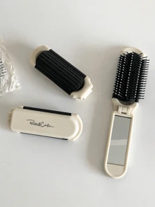 Milania 单支折叠梳 - 米白色，便携式内置镜子，发刷，梳子，美发工具，美发产品及配件，适用于理发店、美容院、旅行必备、返校季、旅行度假、女士美发配件、美发工具、美发用品、旅行必备、理发师、发型师、理发师配件、情人节、美发用品、发型师、理发店、沙龙、度假必备、美发产品、理发店、情人节礼物、女士旅行必备、发型师工具 - 黑白 - 查看 2